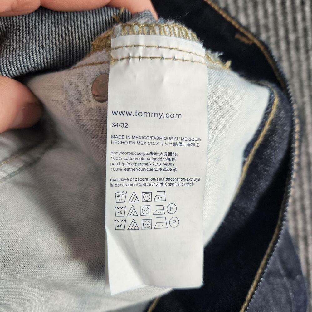 Tommy Hilfiger Jeans Mens 34x32 Dark Wash Straight Leg Denim Blue Classic Casual - Picture 12 of 14